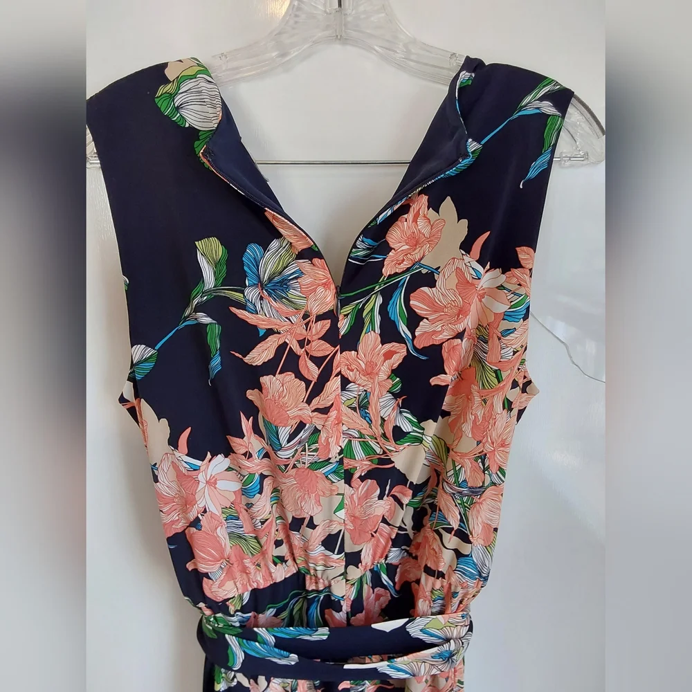 Chico's 1 Floral Jumpsuit - Navy and Pink - Picture 7 of 12